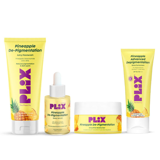Plix Pineapple De-pigmentation Regime Facewash, Serum, Moisturizer & Sunscreen